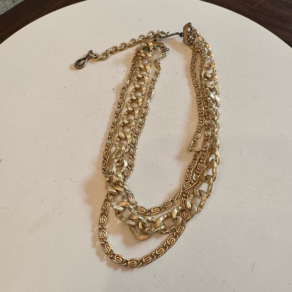 Coro Jewelry - Coro Gold tone 3 strand chain necklace 13" choker